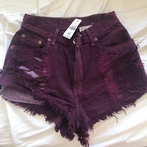Berry tinted high waisted shorts